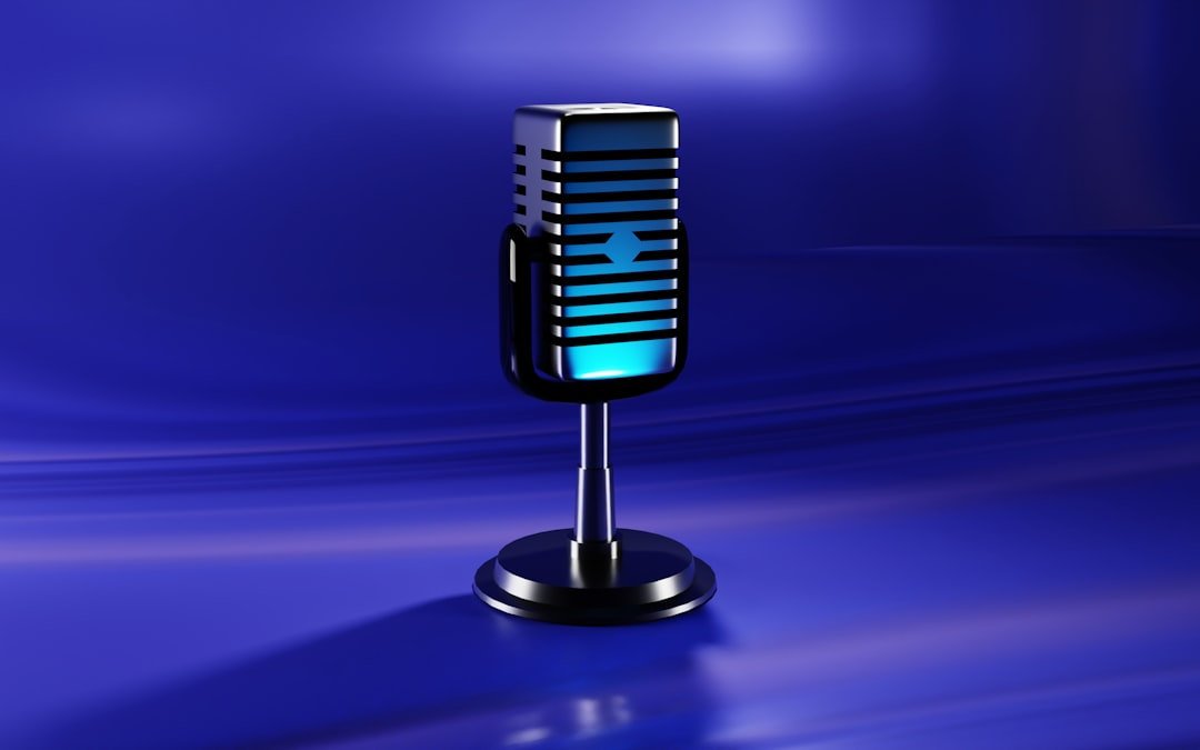 A microphone on a stand in the spotlight, ready for a live storytelling performance