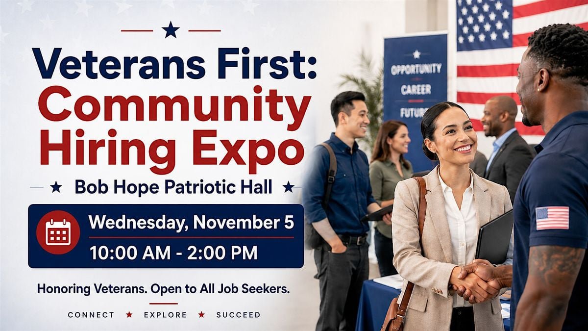 Event banner for the Veterans First Community Hiring Expo