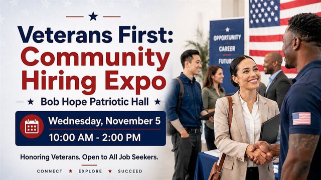Event banner for the Veterans First Community Hiring Expo