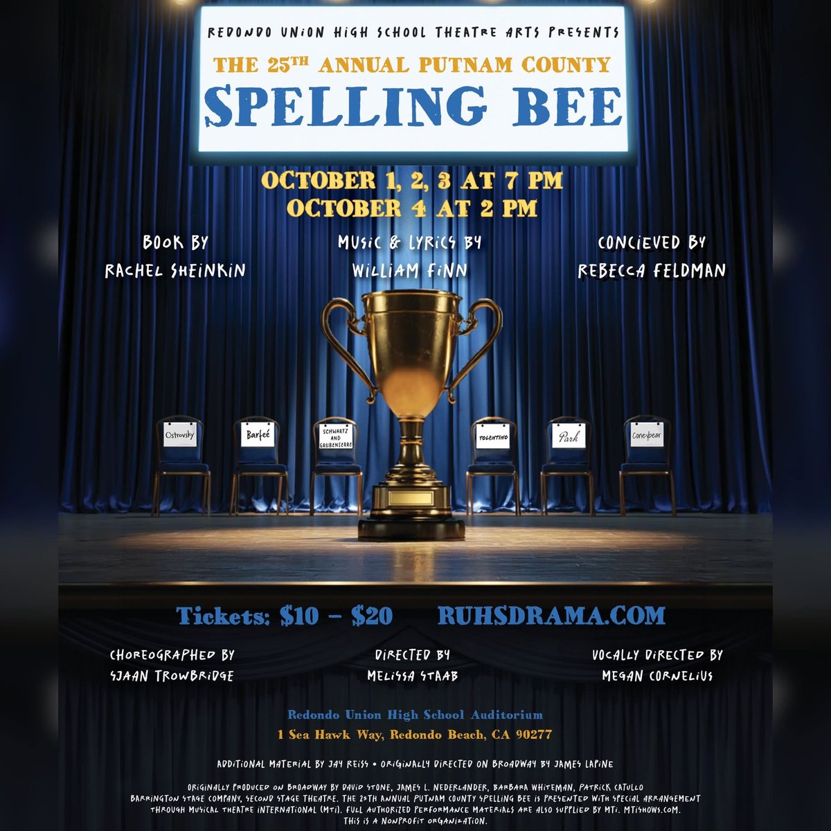 Promotional artwork for The 25th Annual Putnam County Spelling Bee student theater production