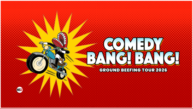 Comedy Bang! Bang! live show promotional banner featuring Scott Aukerman at the Orpheum Theatre