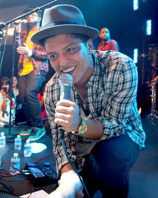 Bruno Mars performing live on stage in Las Vegas