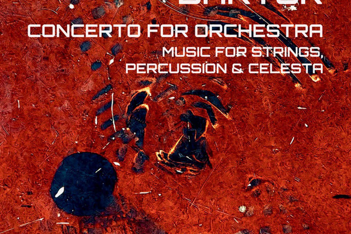 Conductor Susanna Mälkki with orchestral Bartók recording artwork