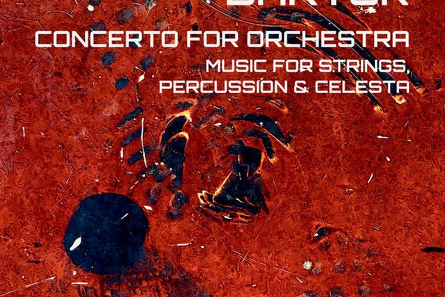 Conductor Susanna Mälkki with orchestral Bartók recording artwork