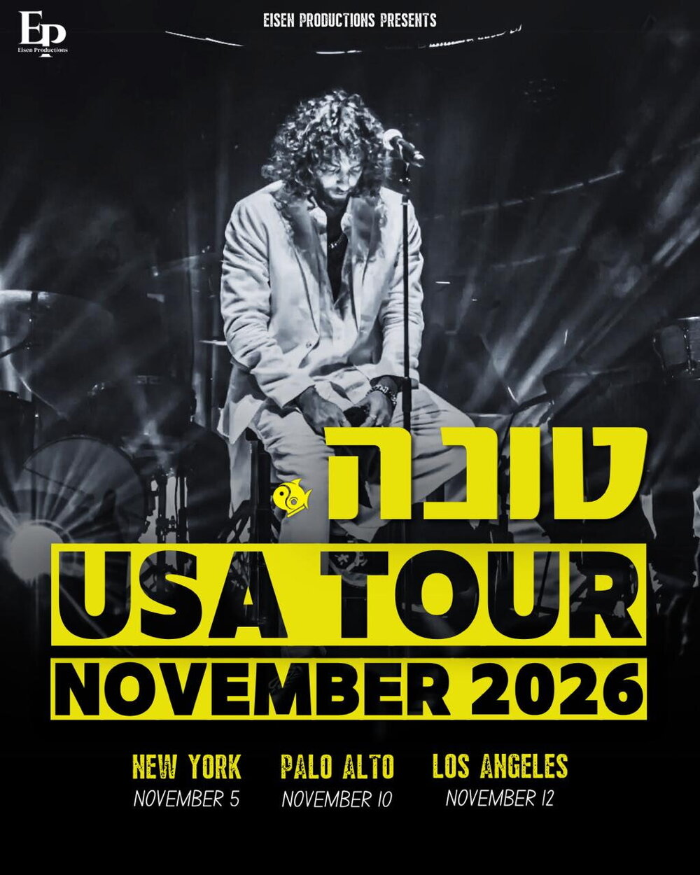 Poster for the Tuna USA tour listing New York, Palo Alto and Los Angeles dates in November