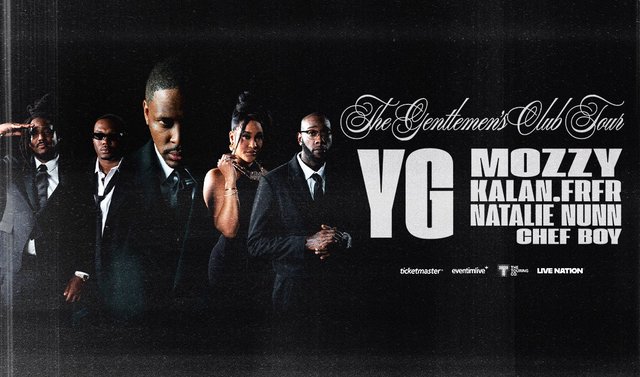 Promotional artwork for YG's The Gentleman's Club Tour at Crypto.com Arena
