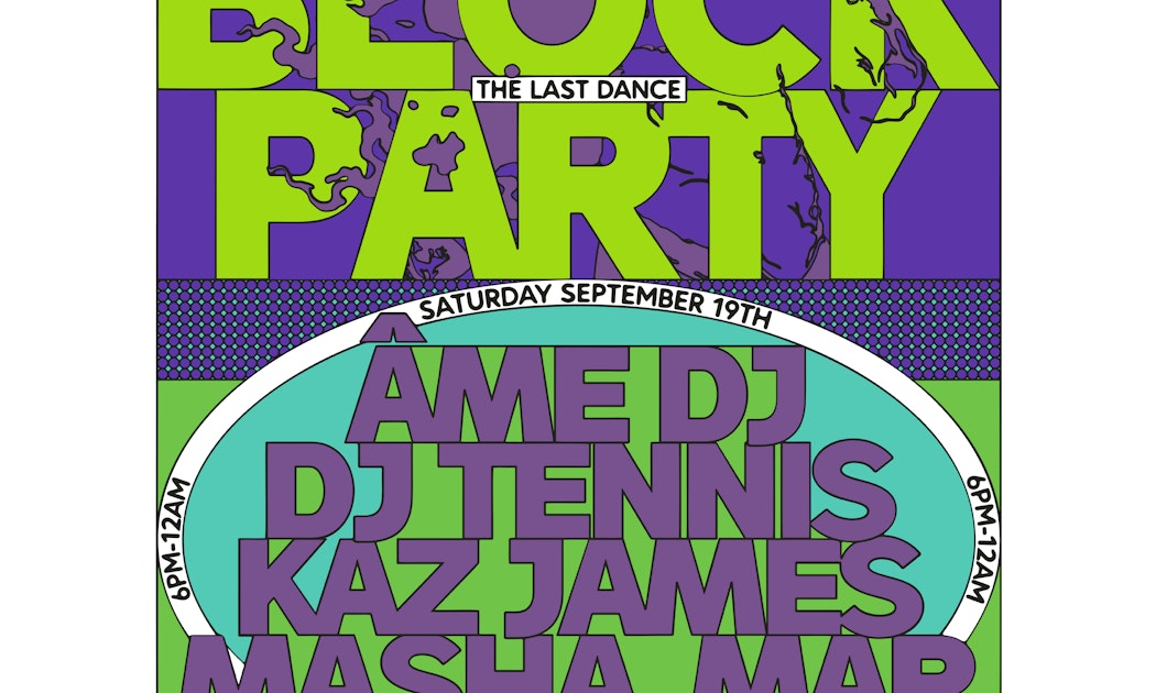 Event flyer for the Chinatown Block Party at Gin Ling Way featuring Âme, DJ Tennis, Kaz James, and Masha Mar