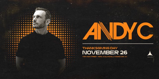 Avalon Hollywood event artwork announcing Andy C for Thursday, November 26