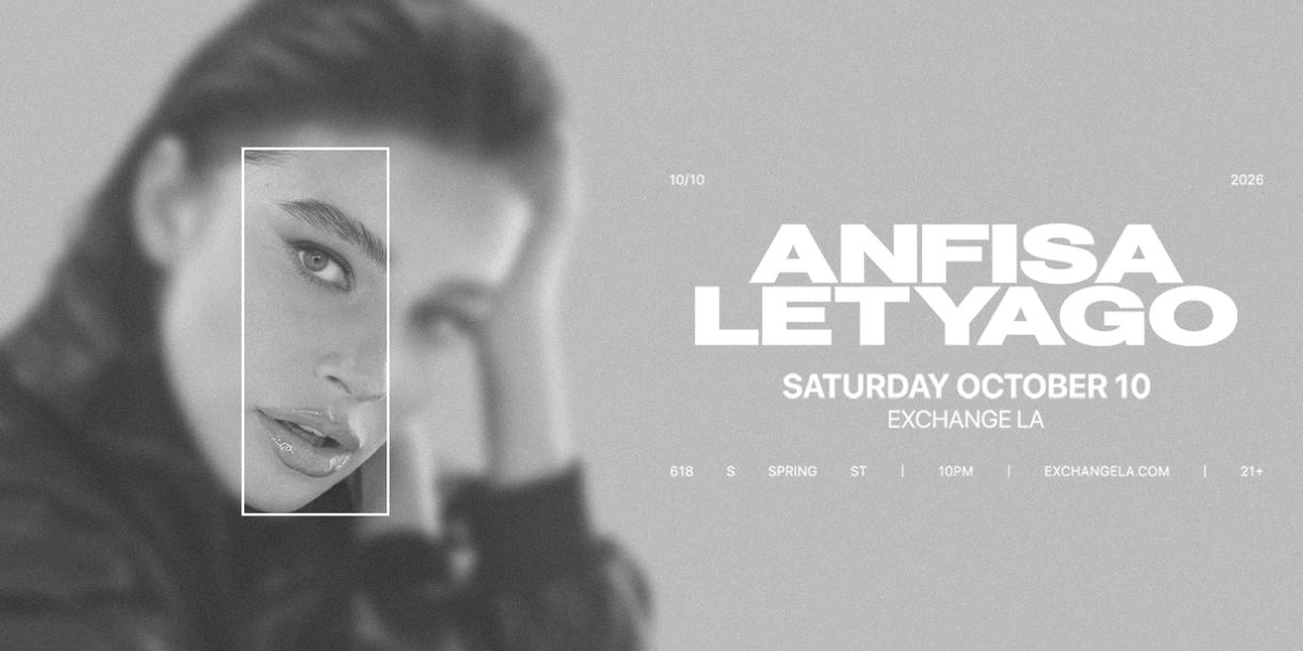 Promotional flyer for Anfisa Letyago's techno DJ set at Exchange LA
