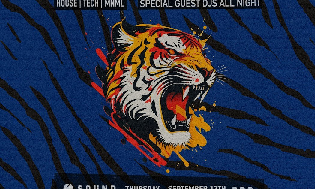 Event flyer for Blind Tiger at Sound Nightclub, September 17 2026