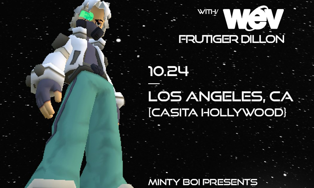 Event flyer with a low-angle video game style character in white armor against a starry sky, listing the Oct 24 date and Casita Hollywood