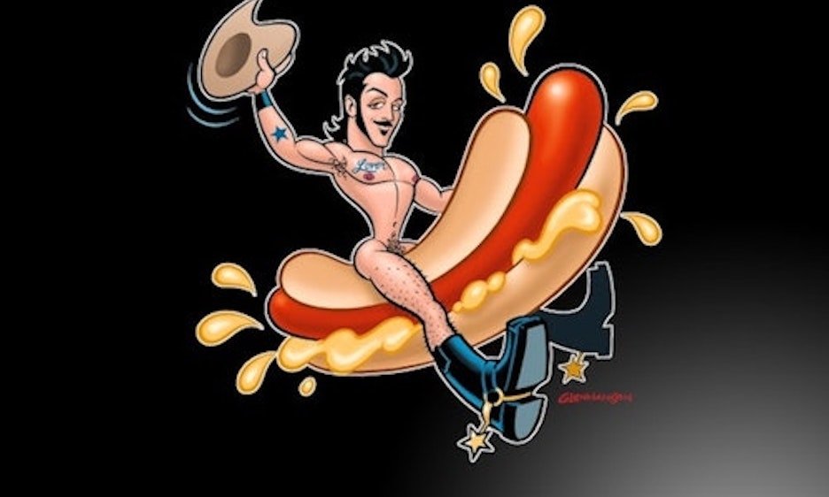 Event flyer for Hot Dog Sundays at El Cid, a weekly queer dance party in Hollywood