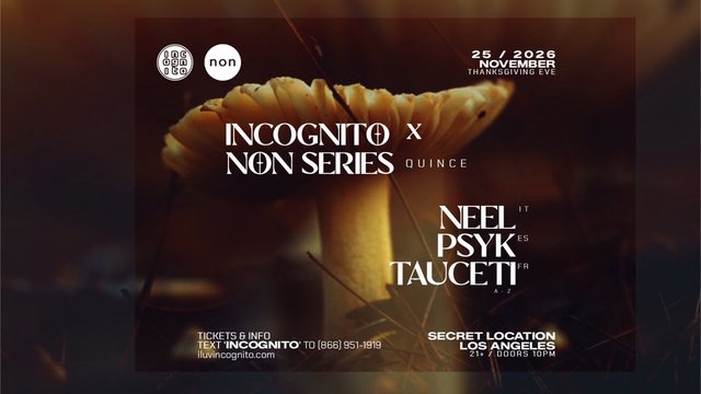 Non Series Quince Thanksgiving Eve Rave flyer with stacked hypnotic techno graphics for INCOGNITO