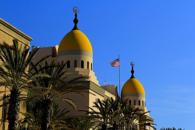 The Shrine Auditorium and Expo Hall complex near Exposition Park in Los Angeles