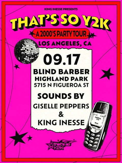 Colorful Y2K-themed event flyer for That's So Y2K Los Angeles party