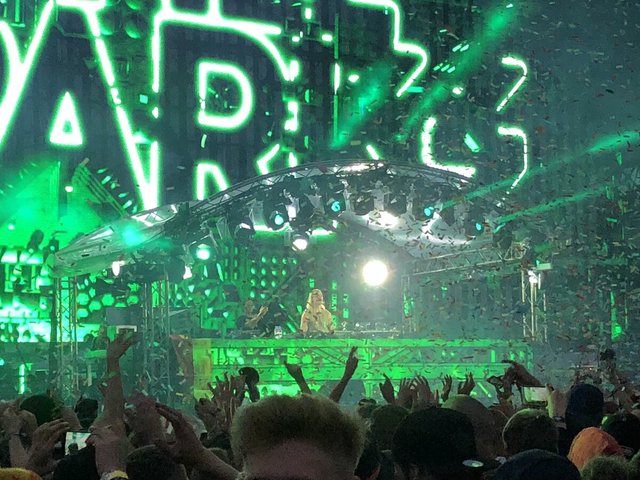 Will Sparks playing live behind the decks on a festival mainstage