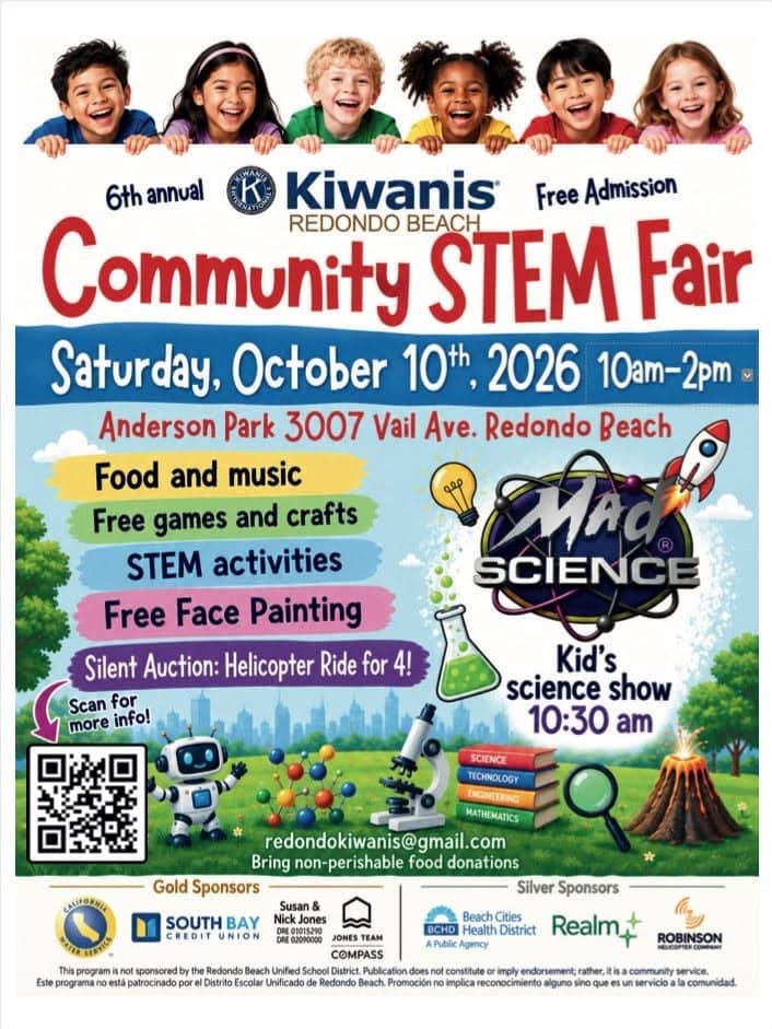 Promotional artwork for the Kiwanis Community STEM Fair in Redondo Beach