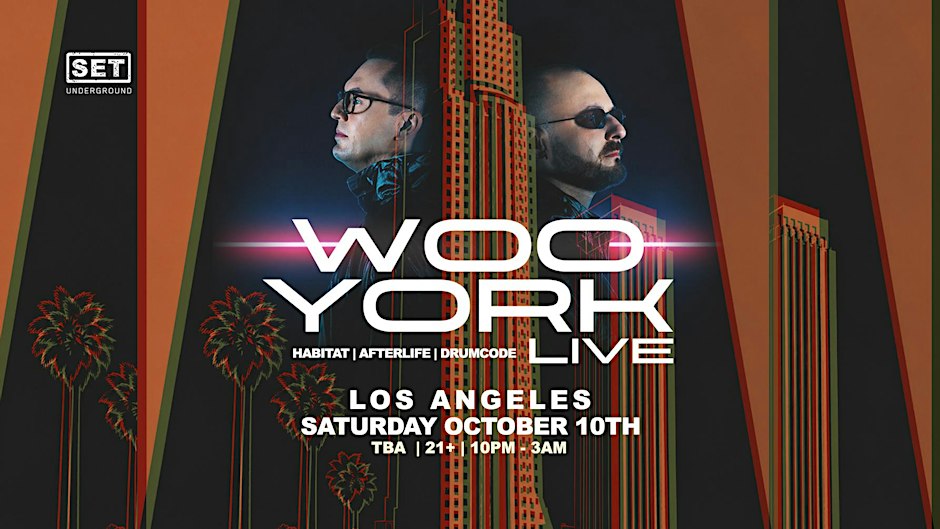 Woo York event flyer for their live set in Los Angeles, October 2026