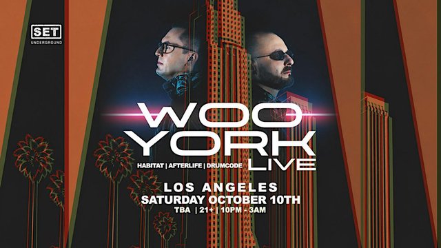 Woo York event flyer for their live set in Los Angeles, October 2026