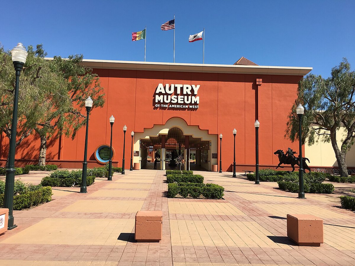 Orange facade and front plaza of the Autry Museum of the American West in Griffith Park, where the block party takes place