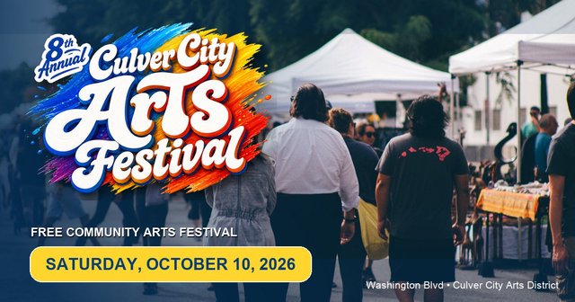 Promotional artwork for the 2026 Culver City Arts Festival on Washington Blvd
