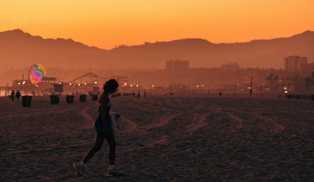 The Santa Monica beach coastline on a clear afternoon, where the inaugural Ocean Way Festival will unfold