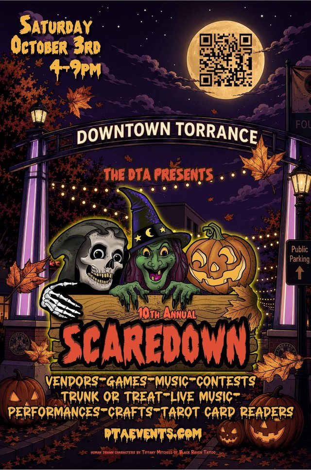 Promotional flyer for the Scaredown in Downtown Torrance Halloween street festival