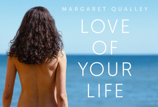 Love of Your Life key art: a woman with dark curly hair seen from behind, facing a blue ocean under a clear sky, with the title in white letters