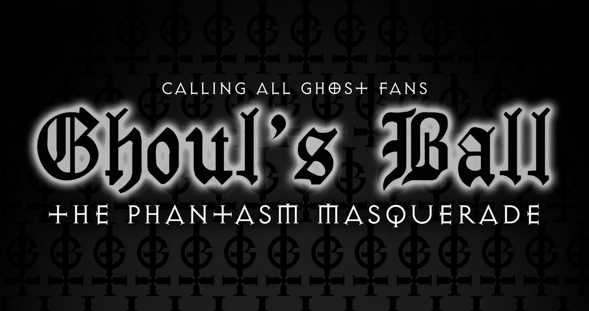 Masquerade ball flyer artwork for Ghoul's Ball Phantasm, a Ghost fan event in Hollywood