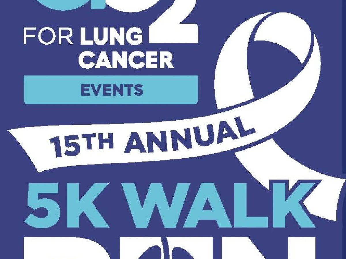 Event flyer artwork for the GO2 for Lung Cancer 2026 5K Walk/Run in Los Angeles