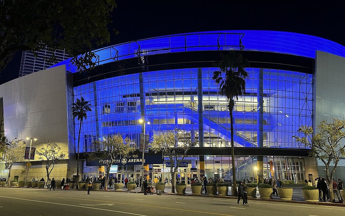 Exterior of Crypto.com Arena in downtown Los Angeles, home of the Lakers