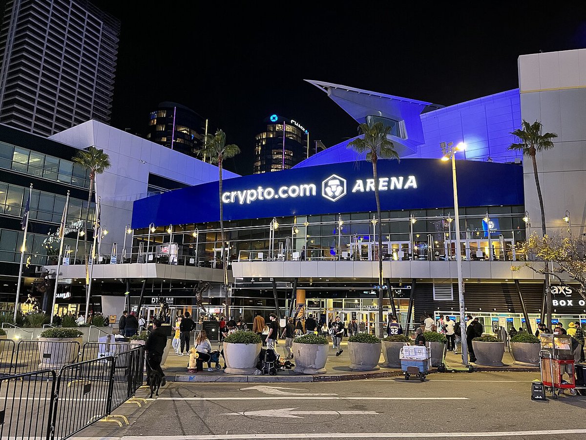 Star Plaza entrance at Crypto.com Arena in downtown Los Angeles