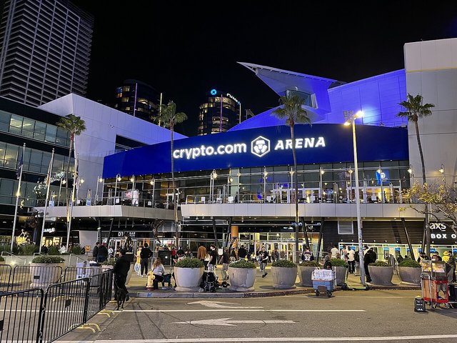 Star Plaza entrance at Crypto.com Arena in downtown Los Angeles